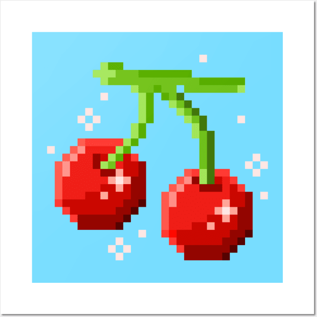 Pixel Cherries Wall Art by lucypixels